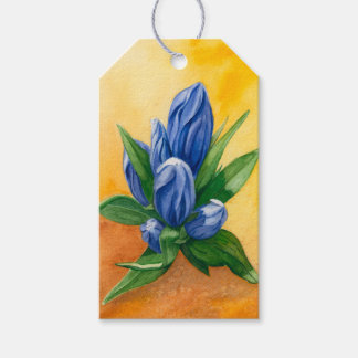Aquarelle Bleue Fleur Bleue - Élégante étiquette C