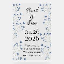 Aquarelle bleue Fleur sauvage Mariage romantique