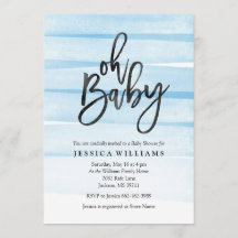 Aquarelle bleue Gradient Oh Baby shower Invitation