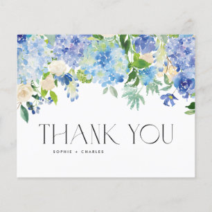 Aquarelle bleue Hydrangea Winter Carte de remercie