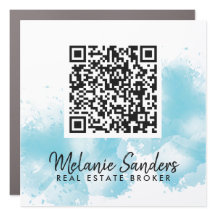 Aquarelle bleue IMMOBILIER QR Code Magnet de voitu