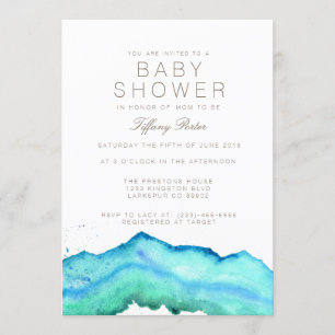 Aquarelle bleue   Invitation Baby shower