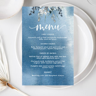 Aquarelle Bleue Laver et Foliage Elégant Menu