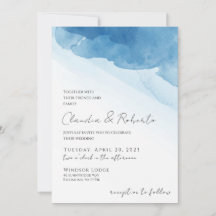 Aquarelle bleue Minimaliste Invitation Foil Invita