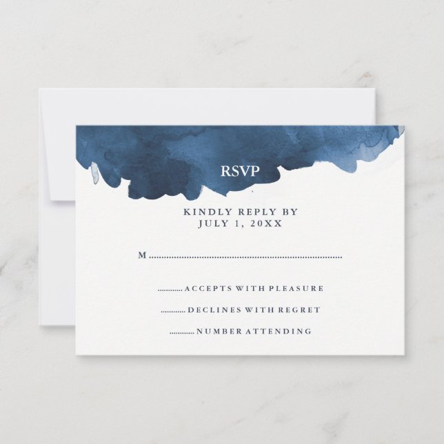 Aquarelle bleue moderne | RSVP bat mitzvah (Devant)