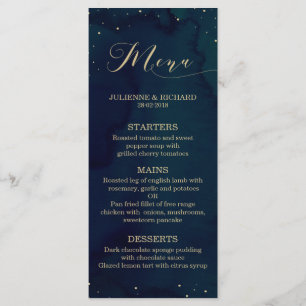 Aquarelle Bleue Nuit neigeuse Mariage d'hiver Menu