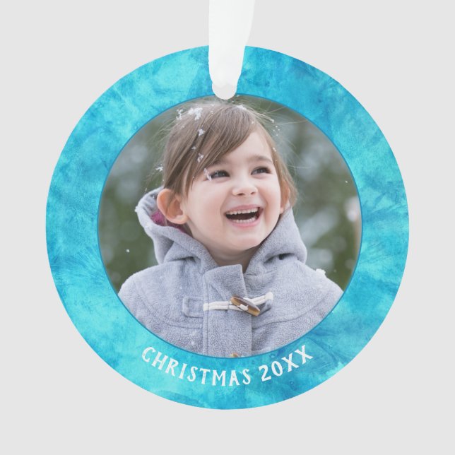 Aquarelle bleue Photos de Noël (devant)