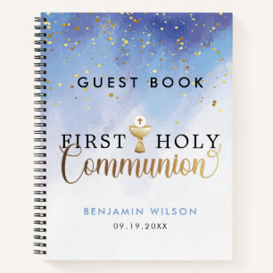 Aquarelle Bleue Première Sainte Communion Livre d'