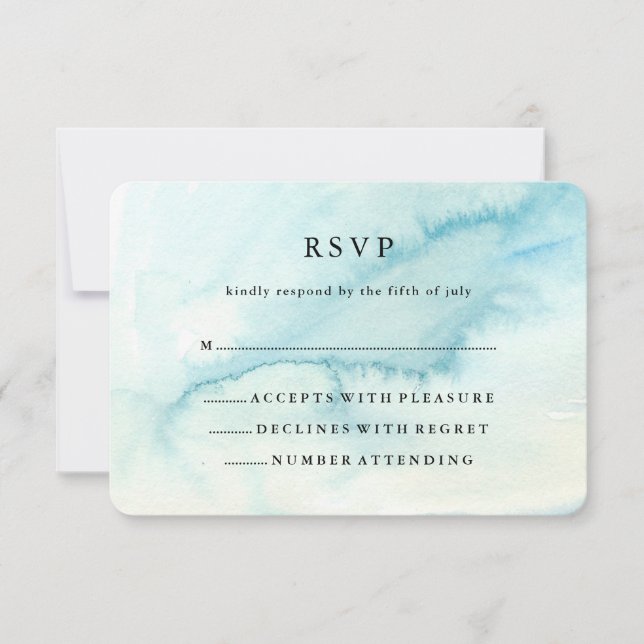 Aquarelle bleue tendance Look Bat mitzvah RSVP (Devant)