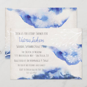 Aquarelle Blue Ombre Baby Shower Invitations