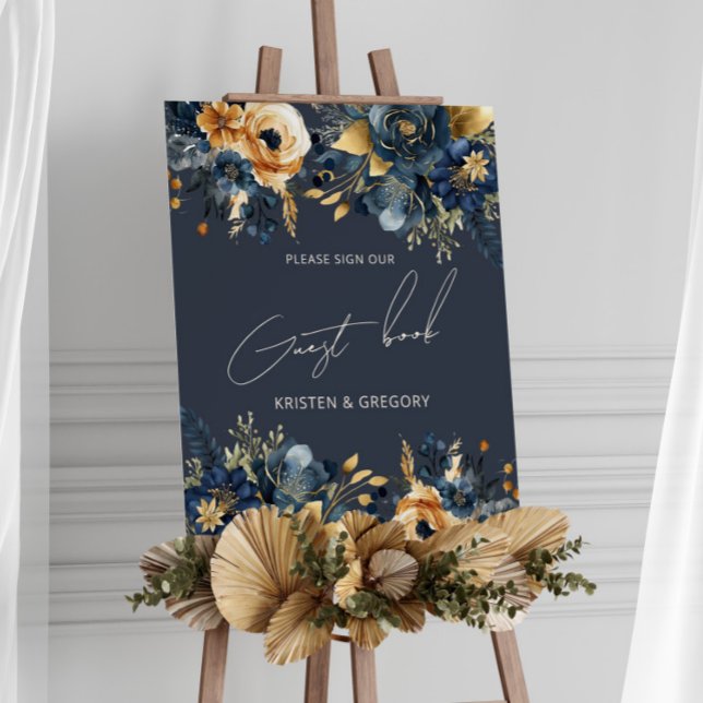 Aquarelle Blue or Floral Mariage Poster (Créateur téléchargé)