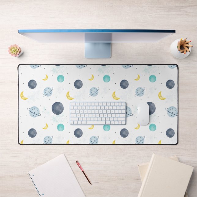 Aquarelle Blue Space Planet Motif (Bureau 1)