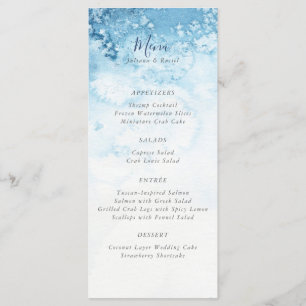 Aquarelle Blue Winter Wedding Menu