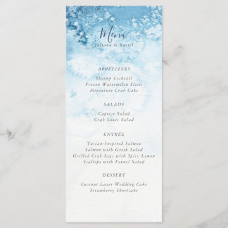 Aquarelle Blue Winter Wedding Menu