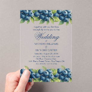 Aquarelle Blueberry Faire-part de mariage