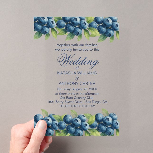 Aquarelle Blueberry Faire-part de mariage (In situ (ordinateur de poche))