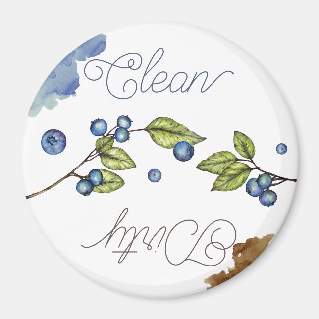 Aquarelle Blueberry Nettoyé Aimant sale (Devant)