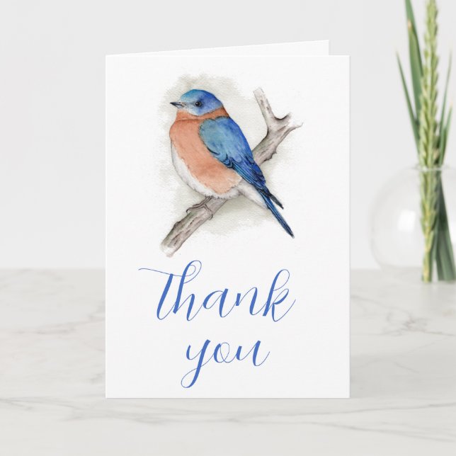 Aquarelle Bluebird Carte de remerciements (Devant)