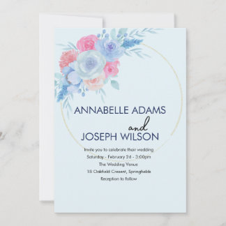 Aquarelle Blumen Moderne Botanische Hochzeit Einladung