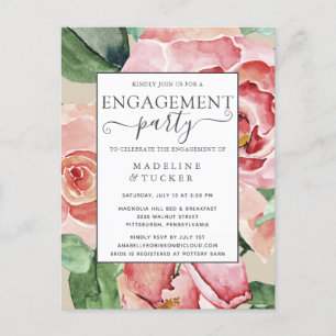 Aquarelle Blush Floral Engagement Invitation