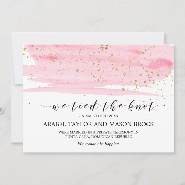 Aquarelle Blush & Gold Elopement Faire-part (Devant)