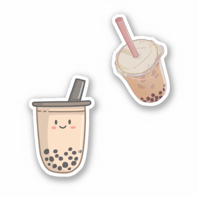 Aquarelle Boba | Sticker pour tondeuse à thé à bul (Devant)