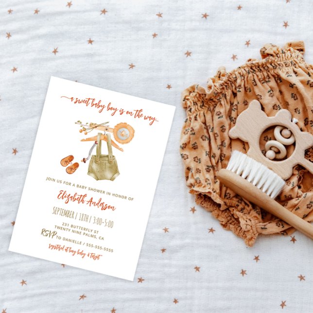 Aquarelle Boho Baby Boy Shower Invitation (Créateur téléchargé)