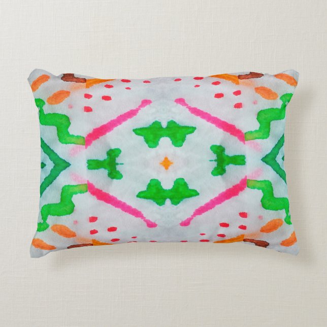 Aquarelle Boho Dekor. Boho Blue Pillow. Aquarelle  Dekokissen (Vorderseite)