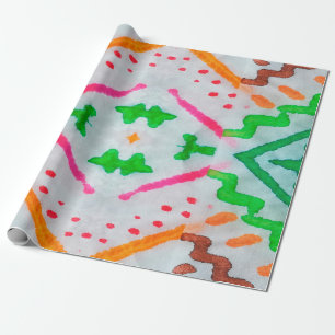 Aquarelle Boho Dekor. Boho Blue Pillow. Aquarelle  Geschenkpapier