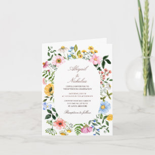 Aquarelle Boho fleur sauvage Invitation pliée