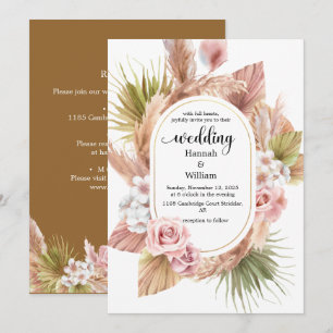 Aquarelle Boho Floral Frame Faire-part de mariage