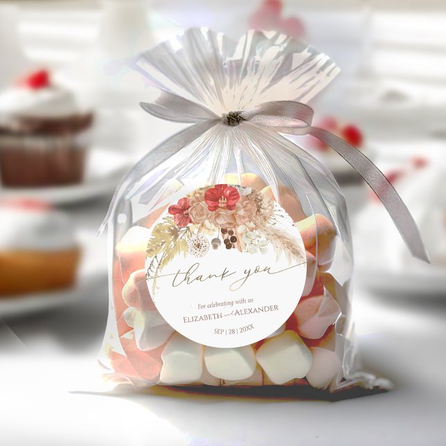 Aquarelle Boho Floral Mariage merci Sticker (Créateur téléchargé)