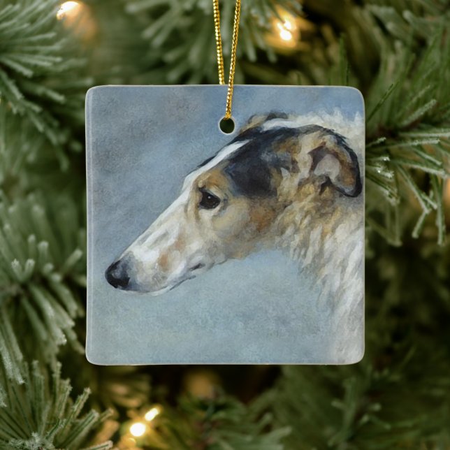 Aquarelle Borzoi ornement de Noël (Arbre)