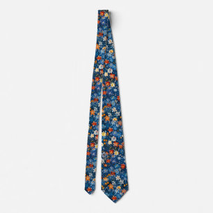 Aquarelle Botanique Bleue Homme Cravate d'impressi
