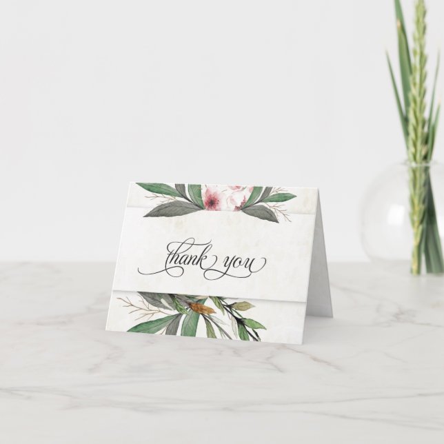 Aquarelle Botanique Blossoms Mariage Merci (Devant)