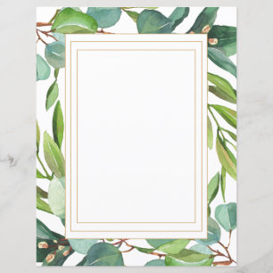 Aquarelle Botanique Papier bleu Eucalyptus