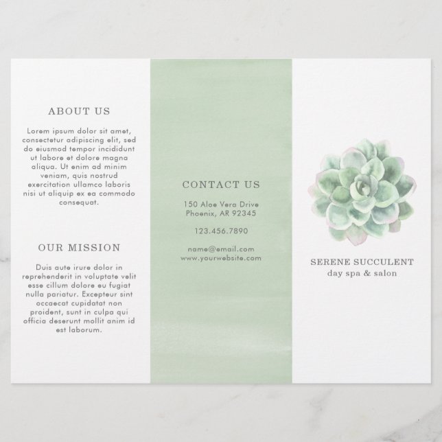 Aquarelle botanique Succulente triple Brochure (Devant)