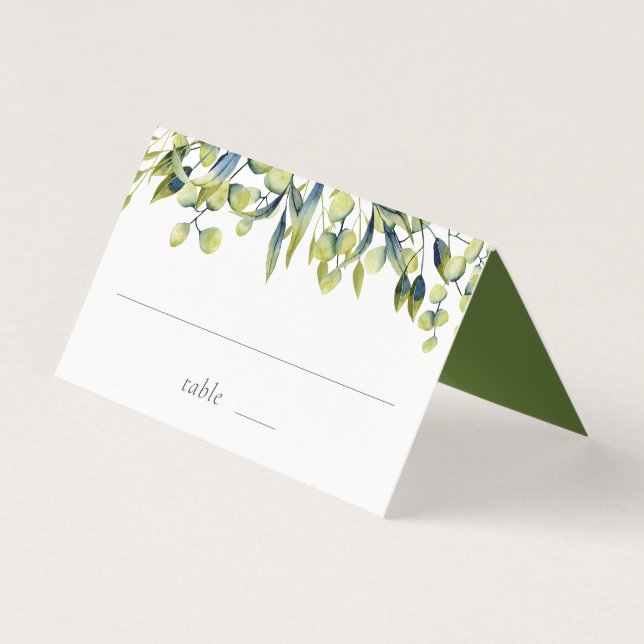 Aquarelle Botanique Verdure Cartes de Place (Front)