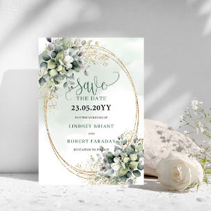 Aquarelle Botanique Vert Poussiéreux Save The Date