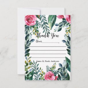 Aquarelle botanique Vintage Merci floral