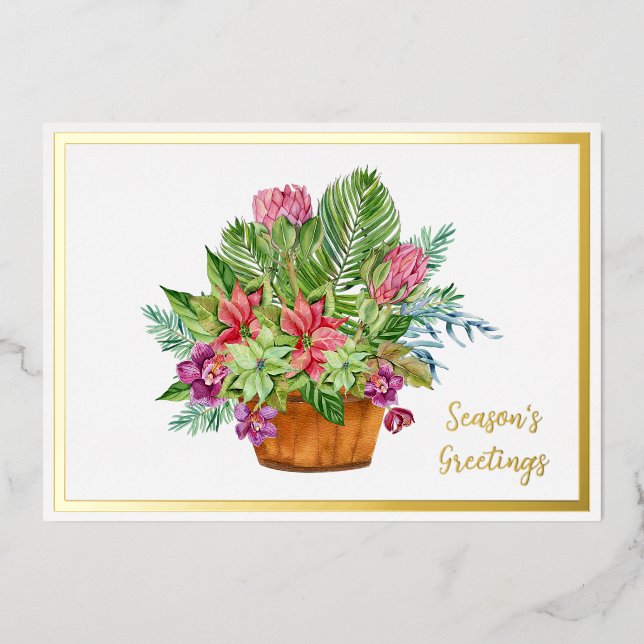 Aquarelle Bouquet botanique de Noël blanc Vacances (Recto)