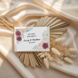 Aquarelle Bourgogne Rose Carte de remerciements Ma