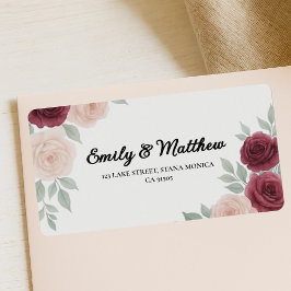 Aquarelle Bourgogne Rose retour Adresse Étiquettes