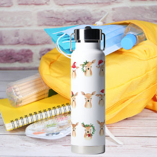 Aquarelle Bouteille d'eau de cerf de Noël