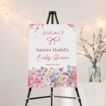 Aquarelle Bow rose Floral Girl baby shower