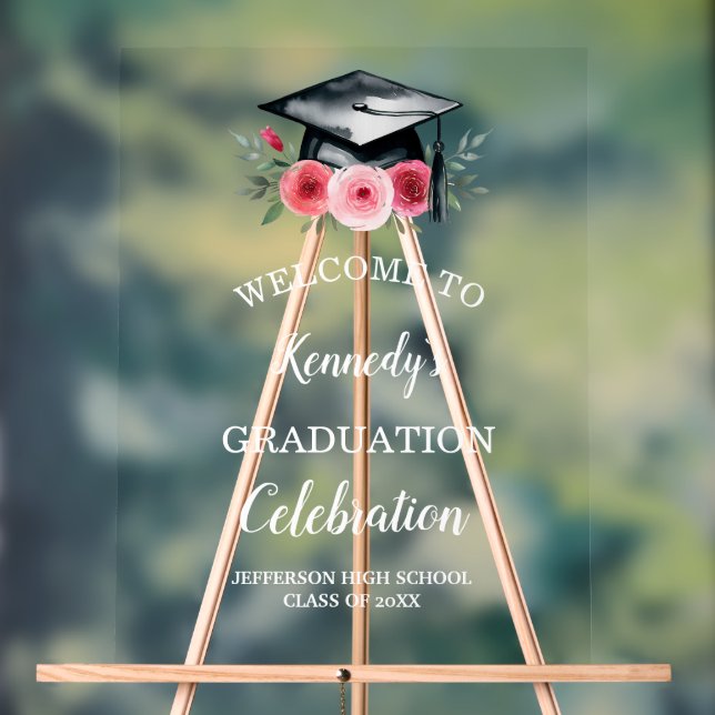 Aquarelle Bright & Bold Rose Florals Graduation (Neutre)