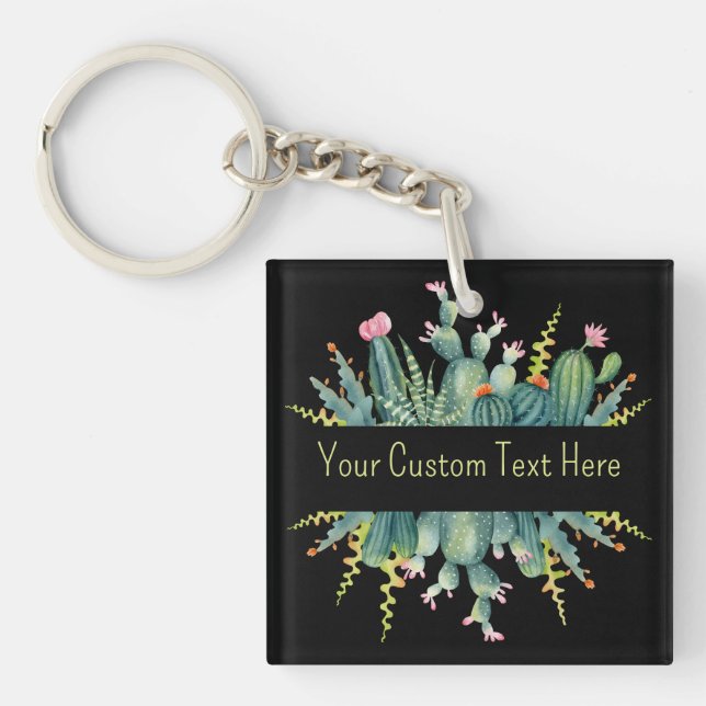 Aquarelle brillante Cactus Succulents Texte person (Devant)
