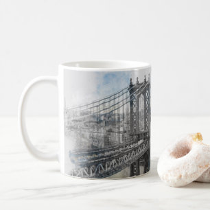 Aquarelle Brooklyn Bridge Café Mug - Élégant