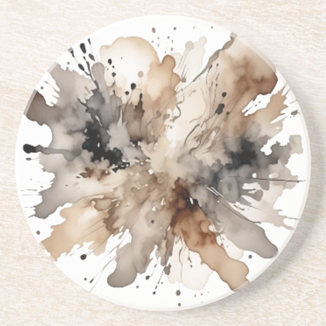 Aquarelle Brown gris Dessous de verre Mariage d'au (Devant)