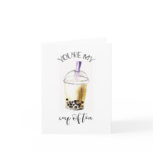 Aquarelle bulle thé Boba My Cup of Tea Letters